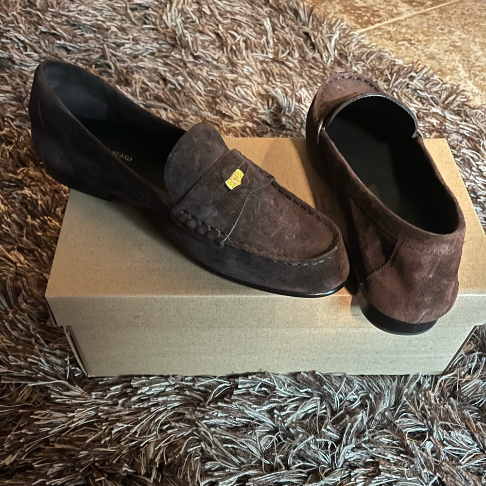 Veronica Beard Penny Brown Flats with Suede Finish NWT